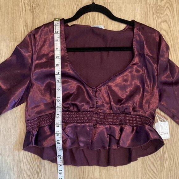 Whimsigoth Satin Ensemble Wide Leg Ruffle Detail Free People Set - Picture 7 of 16